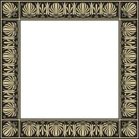 Vector gold and black square classical Greek ornament. European ornament. Border, frame Ancient Greece, Roman Empire