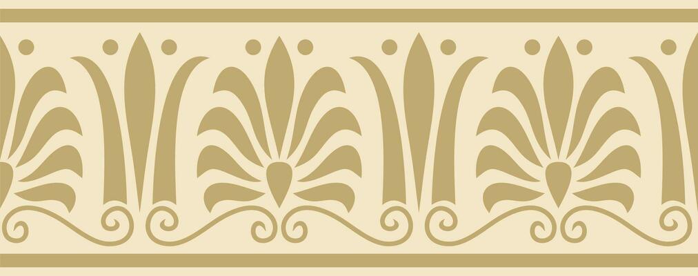 Vector golden seamless classic greek ornament. Endless European pattern. Border, frame Ancient Greece, Roman Empire