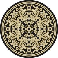 Vector gold and black round ancient Byzantine ornament. Classical circle of the Eastern Roman Empire, Greece. Pattern motifs of Constantinople