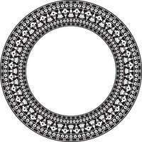 Vector monochrome round ornament of ancient Egypt. Circle Border, frame in pyramids