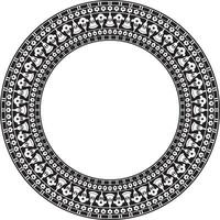 Vector monochrome round ornament of ancient Egypt. Circle Border, frame in pyramids