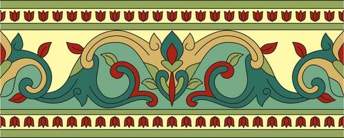 Vector colored seamless turkish ornament. Endless ottoman national border, frame.