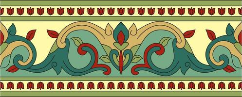 Vector colored seamless turkish ornament. Endless ottoman national border, frame.