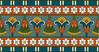Vector colorful seamless Egyptian border. Endless Ornaments of Ancient Egypt. Geometric African frame.