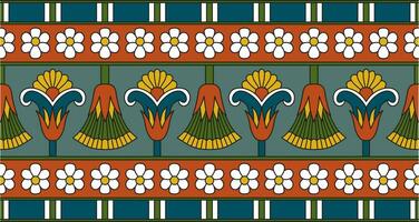 Vector colorful seamless Egyptian border. Endless Ornaments of Ancient Egypt. Geometric African frame.