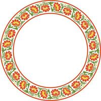 Vector round colorful Indian national ornament. Ethnic plant circle, border. Frame, flower ring. Poppies and leaves