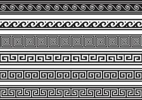 Set of vector monochrome seamless greek classic ornament. Pattern for a border and a frame. Ancient Greece and the Roman Empire. Endless black meander.