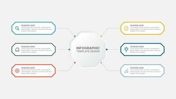 negocio infografía diseño modelo con seis opciones vector