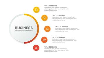 circulo infografía diseño modelo con cinco opciones vector