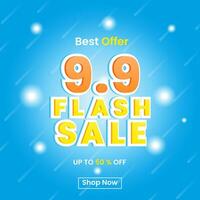 banner sale design for best offer 9.9 Flash Sale. modern, 3d, sparkling and colorful concept. used for poster, banner, advertising or ads vector