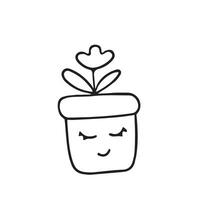 Hand drawn vector illustration of a flower in a pot