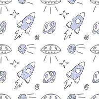 Seamless vector space pattern in doodle style