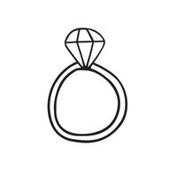 Hand drawn vector illustration of a ring with a stone.