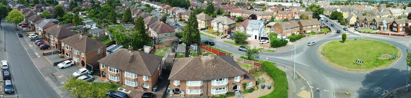 High Angle View of Western Luton City and Residential District. Aerial View of Captured with Drone's Camera on 30th July, 2023. England, UK photo