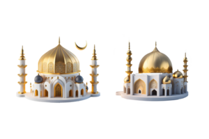 Mosque building realistic 3d design isolated png, Generative AI png