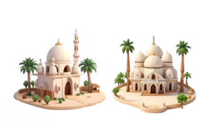 Old Mosque building realistic 3d design isolated with one color background, Generative AI png