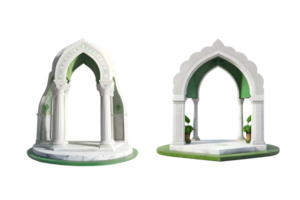 3d green marble gate entrance islamic png, Generative AI png