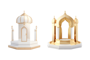 3d decorativo islâmico realista pódio etapa png, generativo ai png