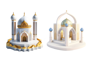 Mini mosque 3d realistic design png, Generative AI png