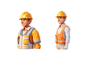 3D labor person object illustration on transparent background, Generative AI png