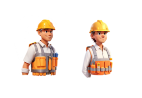 3D labor person object illustration on transparent background, Generative AI png