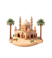 alt Moschee Gebäude realistisch 3d Design isoliert mit einer Farbe Hintergrund, generativ ai png