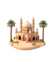 alt Moschee Gebäude realistisch 3d Design isoliert mit einer Farbe Hintergrund, generativ ai png