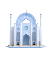 3d blue marble islamic gate png, Generative AI png