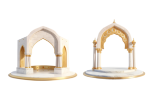 3d marron marbre porte entrée islamique png, génératif ai png