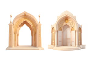 3d bruin marmeren poort Ingang Islamitisch png, generatief ai png