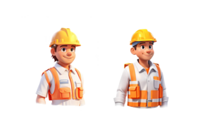 3D labor person object illustration on transparent background, Generative AI png