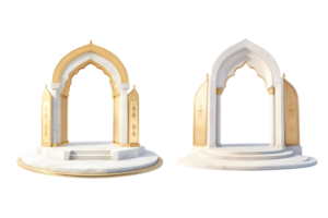 3d ilustración dorado portón Entrada islámico png, generativo ai png