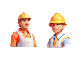 3D labor person object illustration on transparent background, Generative AI png