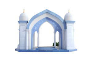 3d blue marble islamic gate png, Generative AI png