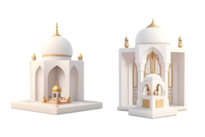 Mosque building realistic 3d design isolated png, Generative AI png