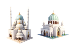 mezquita edificio realista 3d diseño aislado png, generativo ai png