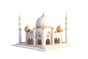 Mosque building realistic 3d design isolated png, Generative AI png