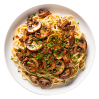 Pasta with mushrooms, created with Generative AI png