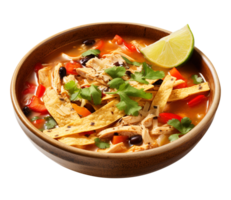Chicken tortilla soup, created with Generative AI png