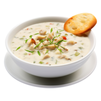 Bowl of clam chowder soup, created with Generative AI png