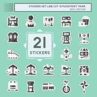 Sticker line cut Set Amusement Park. related to Circus symbol. glyph style. simple design editable. simple illustration vector