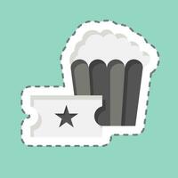 Sticker line cut Popcorn. related to Amusement Park symbol. glyph style. simple design editable. simple illustration vector