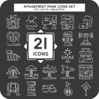 Icon Set Amusement Park. related to Circus symbol. chalk Style. simple design editable. simple illustration vector