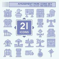 Icon Set Amusement Park. related to Circus symbol. two tone style. simple design editable. simple illustration vector