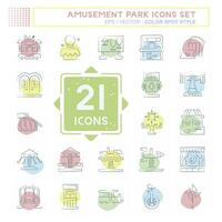 Icon Set Amusement Park. related to Circus symbol. Color Spot Style. simple design editable. simple illustration vector