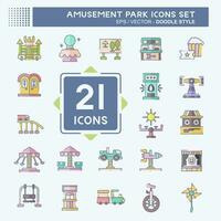 Icon Set Amusement Park. related to Circus symbol. doodle style. simple design editable. simple illustration vector