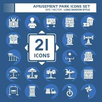 Icon Set Amusement Park. related to Circus symbol. long shadow style. simple design editable. simple illustrationable. simple illustration vector