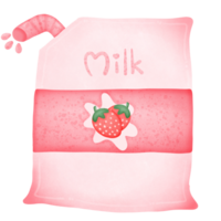 The strawberry milk in the bag has a tube and water at the end of the tube isolated on transparent background png