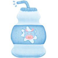 The cow milk in the bottle has a tube and water at the end of the tube isolated on transparent background png