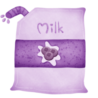 The blueberry milk in the bag has a tube and water at the end of the tube isolated on transparent background png